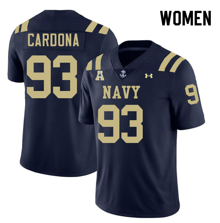 Women Navy Midshipmen #93 Joe Cardona College Football Jerseys Stitched-Navy